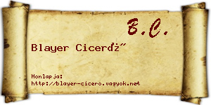 Blayer Ciceró névjegykártya